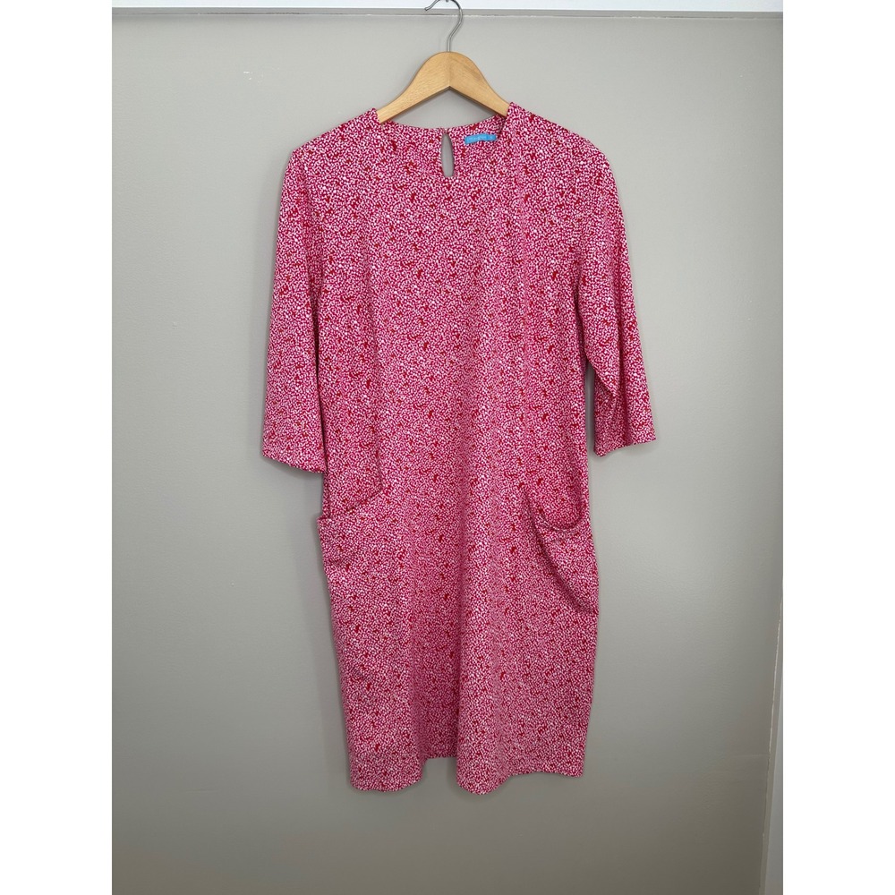 J. McLaughlin Women's‎ Catalina Cloth XL Pink Print Dress Pockets 3/4 Sleeve